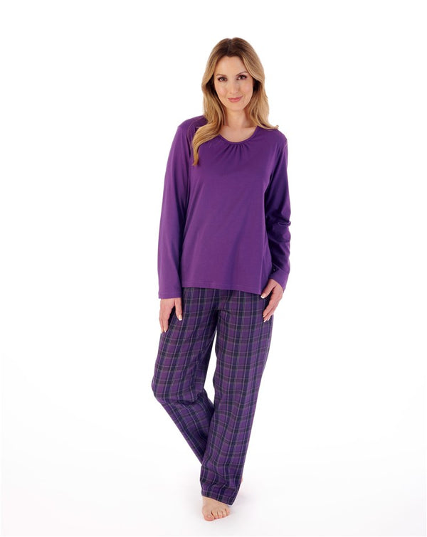 slenderella Woven Check & Jersey Pyjama Set PJ02221