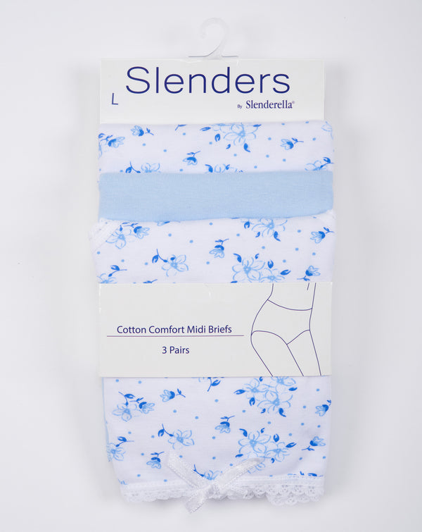 Slenderella Slenders Cotton Comfort Midi Briefs 3pk BF81