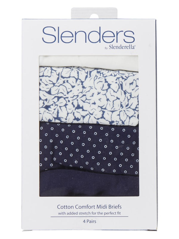 Slenderella Slenders Cotton Pattern Midi Brief BF84