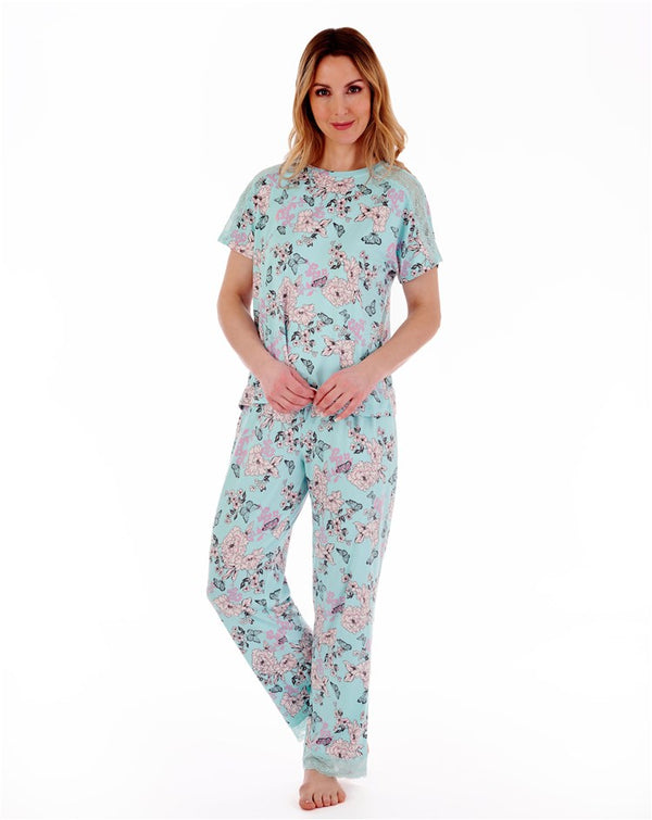 slenderella Soft Butterfly Floral Print Top And Trouser Set GL77703