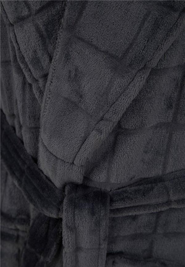 Slenderella Solid Colour Check 49" Flannel Fleece Robe WR88835