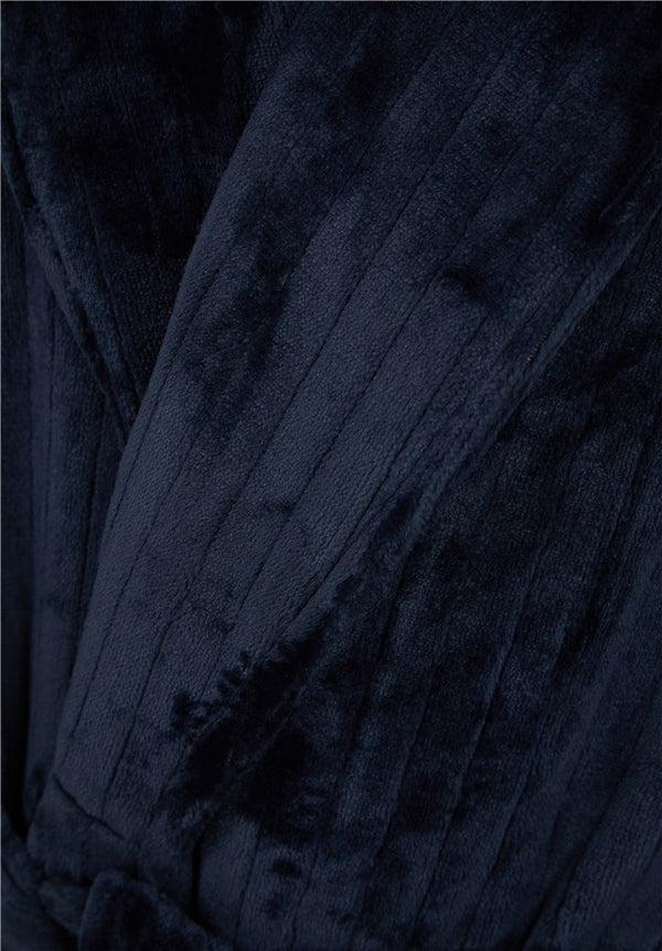 Slenderella Solid Colour Stripe 49" Flannel Fleece Robe WR88851