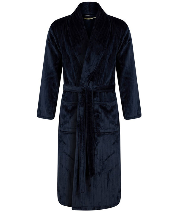 slenderella Solid Colour Stripe 49" Flannel Fleece Robe WR88851