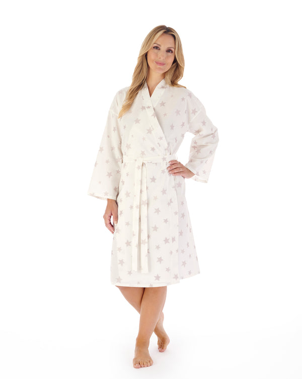 slenderella Star Print Jacquard Dobby Dot 43" Woven Kimono Wrap HC03249