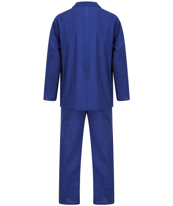 Slenderella Stripe Woven Cotton Tailored Blue Pyjama WR66826
