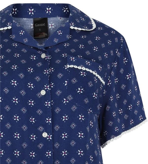 Slenderella Supersoft Geometric Print Tailored Pyjama With Shorts GL3714