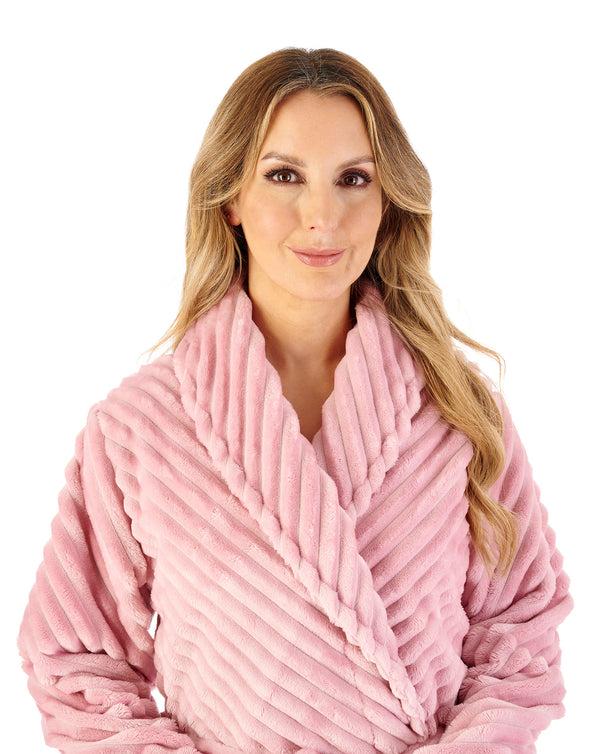 Slenderella Supersoft Rib Fleece 46" Shawl Collar Wrap HC08303