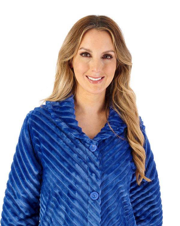 Slenderella Supersoft Rib Fleece 50" Button Through Housecoat HC08301