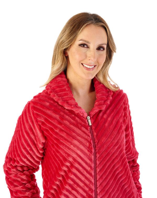 Slenderella Supersoft Rib Fleece 50" Zip Through Housecoat HC08302