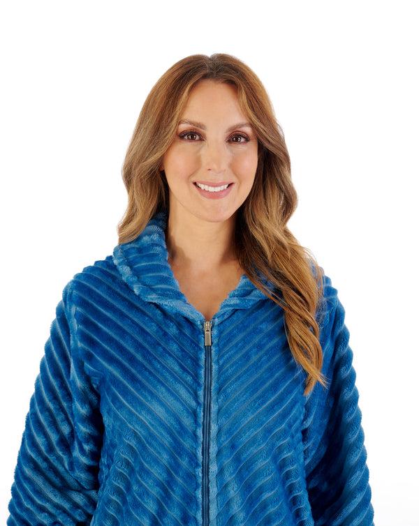 Slenderella Supersoft Rib Fleece 50" Zip Through Housecoat HC08302