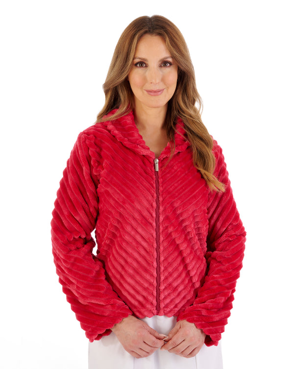 Slenderella Supersoft Rib Fleece Zip Bedjacket BJ08300