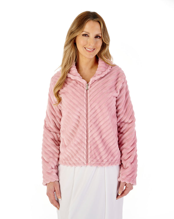 slenderella Supersoft Rib Fleece Zip Bedjacket BJ08300