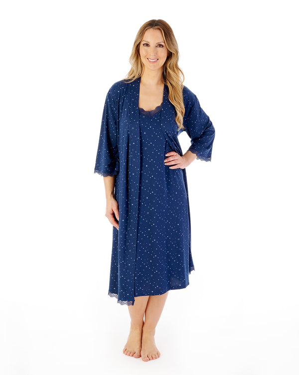 Slenderella Supersoft Star Print 42" Kimono Wrap GL08704