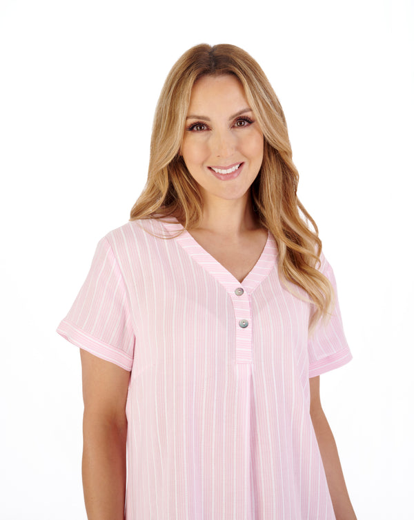 Slenderella Textured Stripe 40" Woven Nightdress ND05201