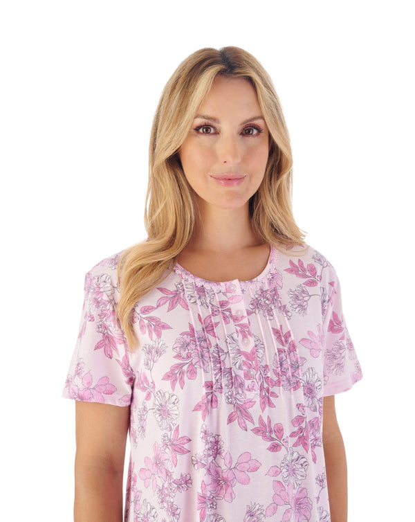 Slenderella Tonal Floral Print 42" Jersey Nightdress ND03112