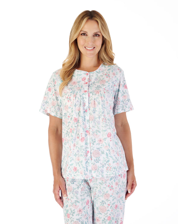 Slenderella Trailing Floral Print Jersey Pyjama Set PJ03134