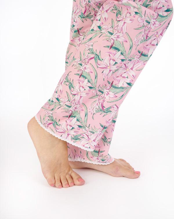 Slenderella Tropical Flower Print Tailored Woven Pyjama PJ05223
