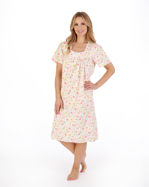 Slenderella Watercolour Floral Print 42" Woven Nightdress ND05230