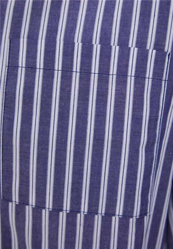 Slenderella Woven Stripe Button Through Tailored Pyjama Set WR88826
