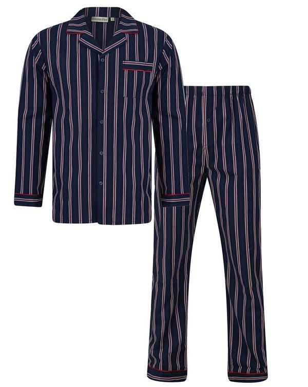 slenderella Woven Stripe Button Through Tailored Pyjama WR66802