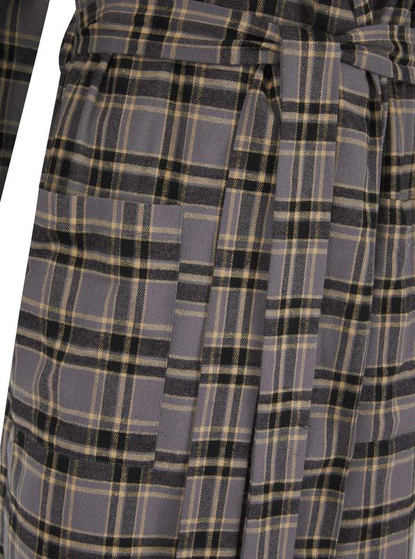 Slenderella Yarn Dyed Woven Check Shawl Collar Wrap WR06808