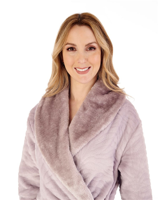 Slenderella Zebra Inspired Print Faux Fur 52" Wrap Housecoat HC88338