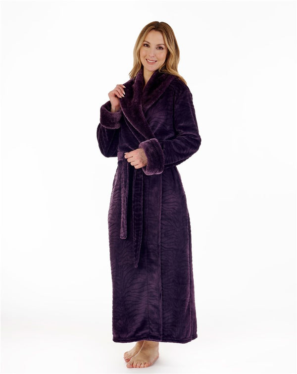 Slenderella Zebra Inspired Print Faux Fur 52" Wrap Housecoat HC88338