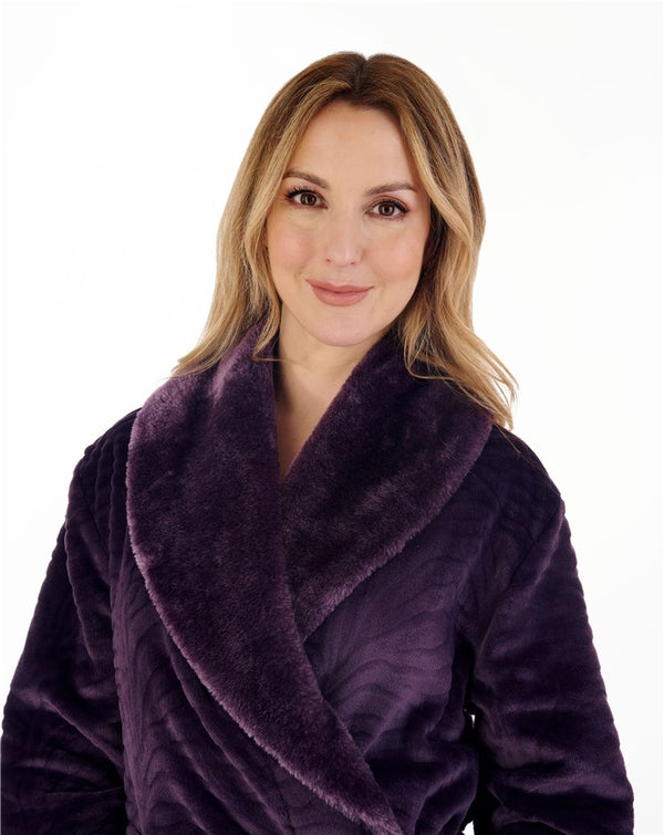 Slenderella Zebra Inspired Print Faux Fur 52" Wrap Housecoat HC88338