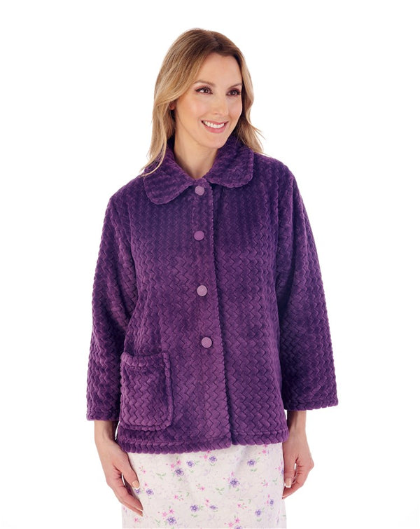 Slenderella Zig-Zag Pattern Fleece 25" Bedjacket BJ02315