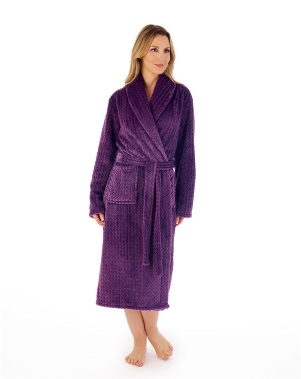 slenderella Zig-Zag Pattern Fleece 46" Wrap Housecoat HC02318