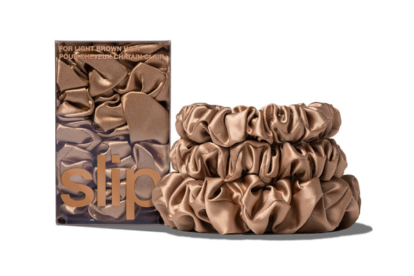 slip Back to Basics Light Brown Midi/Large Scrunchie Set
