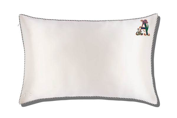 Slip Initial Collection White Queen Zippered Pillowcase