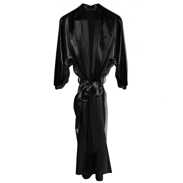 slip Black Long Robe