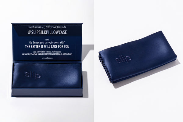 Slip Navy King Zippered Pillowcase