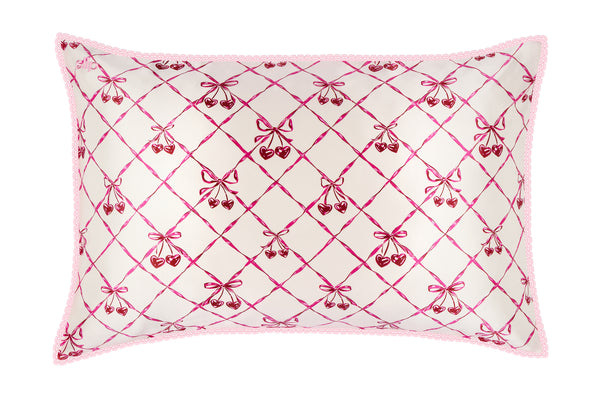 Slip Sweet Cherry Queen Zippered Pillowcase With Lace Trim