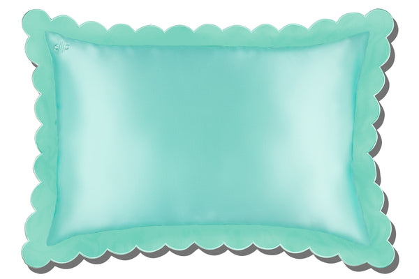 Slip Turquoise Queen Zippered Pillowcase With Scalloped Edge