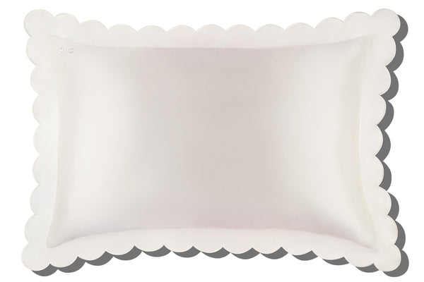 Slip White Queen Zippered Pillowcase With Scalloped Edge