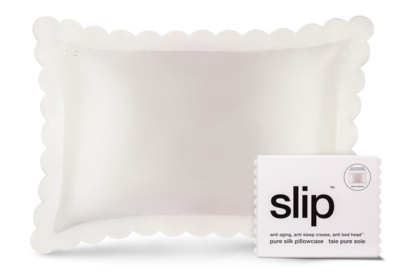 slip White Queen Zippered Pillowcase with Scalloped Edge
