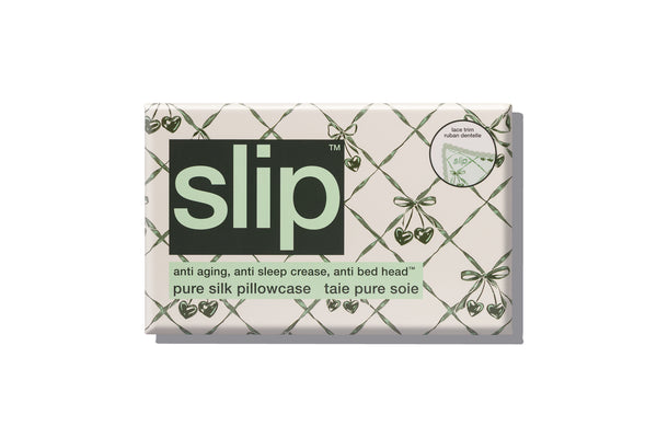 Slip Wintergreen Queen Zippered Pillowcase With Lace Trim