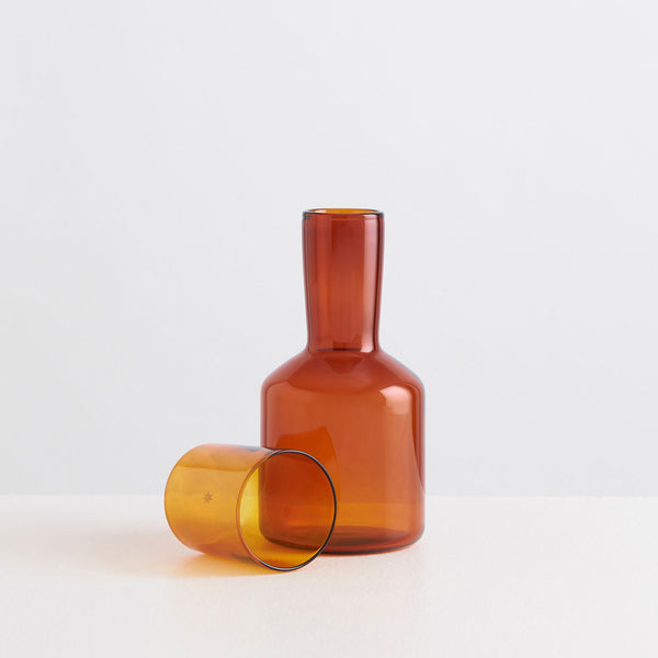 Slowdown Studio Maison Balzac Bedside Carafe & Glass - Amber