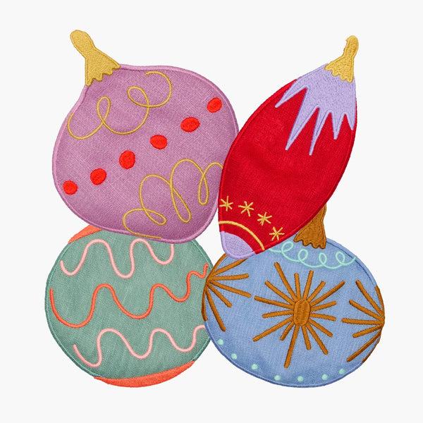 slowdown studio Piecework Deck the Halls Coasters - Set of 4