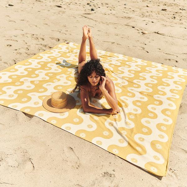 Slowtide Botanical Waves Oversized Beach Blanket