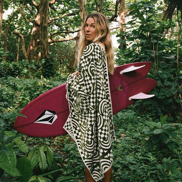 Slowtide Coco Rainbow Premium Woven Towel - Olive