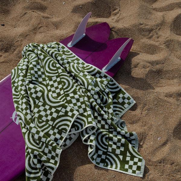 Slowtide Coco Rainbow Premium Woven Towel - Olive