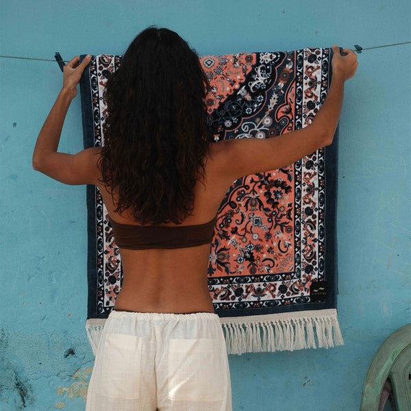 Slowtide Haven Beach Towel - Guava