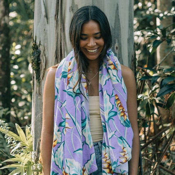 Slowtide Heliconia Beach Towel - Ube