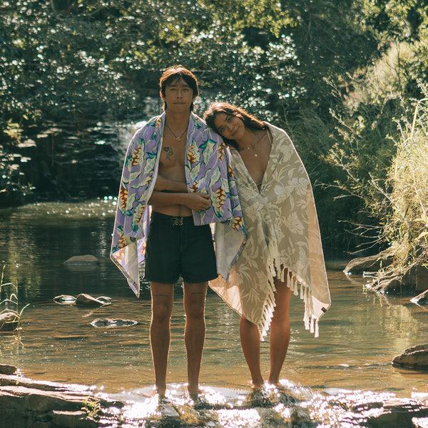 Slowtide Heliconia Beach Towel - Ube