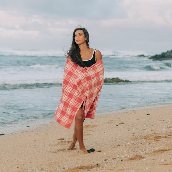 Slowtide Palaka Premium Woven Towel - Guava