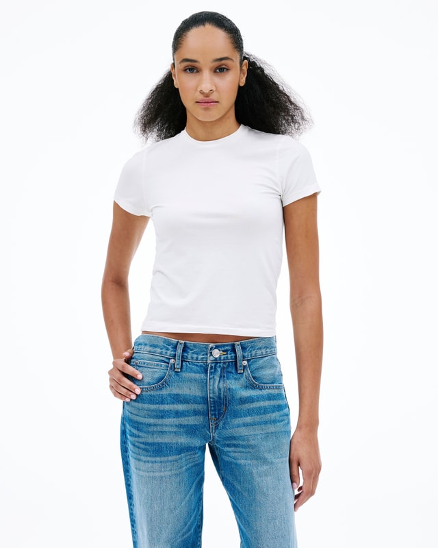 Slvrlake Denim Fitted Tee Natural White Standard - Mid Weight - Knit