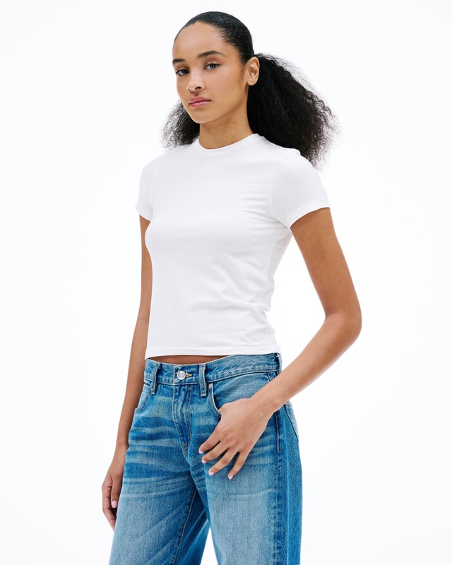 Slvrlake Denim Fitted Tee Natural White Standard - Mid Weight - Knit